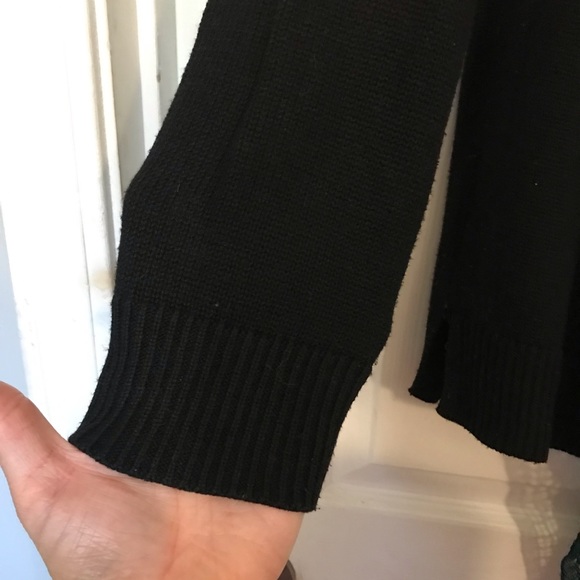 Apt 9 Black Open Knit Front Crewneck Sweater with Turquoise and Silver Scarf - Picture 5 of 6